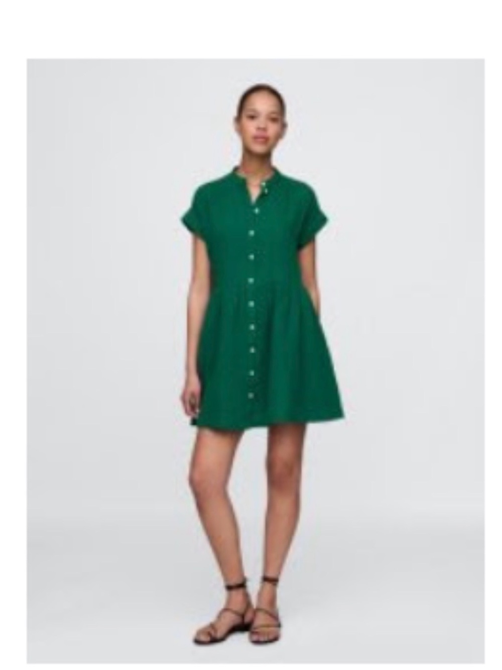GAP Emerald Button-Front Mini Shirt Dress